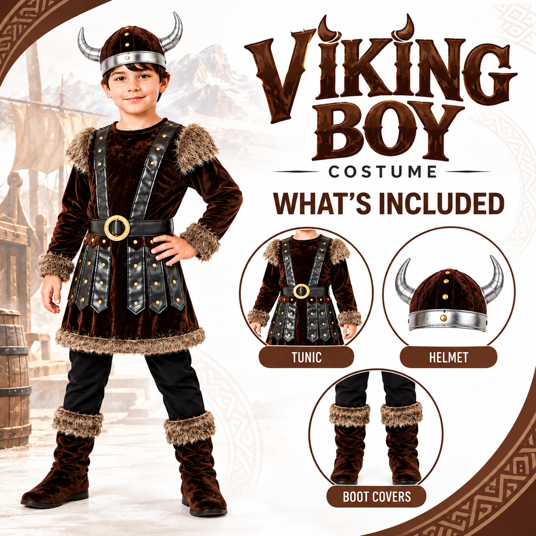 Boys Deluxe Viking Warrior Fancy Dress Costume