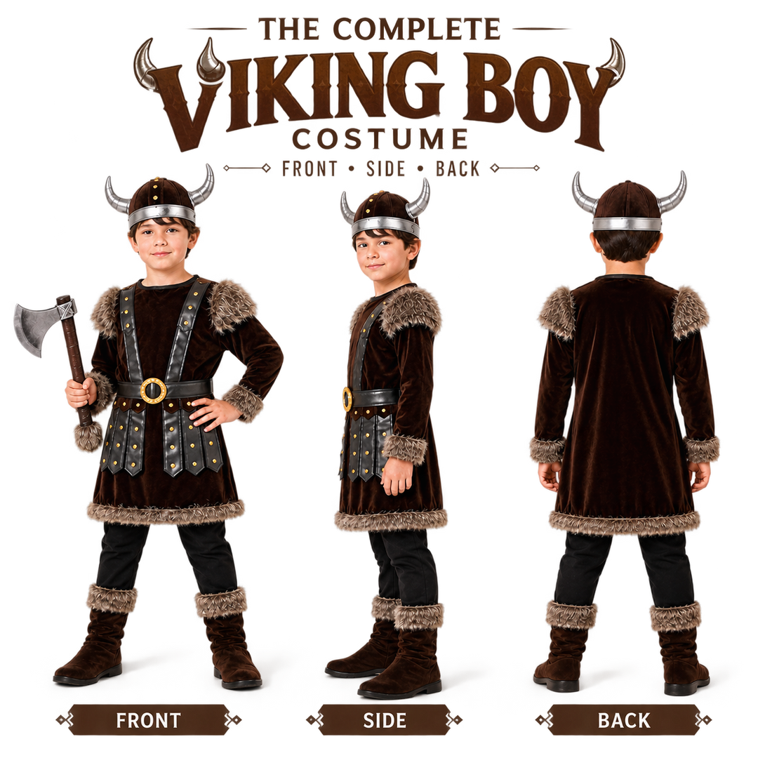Boys Deluxe Viking Warrior Fancy Dress Costume