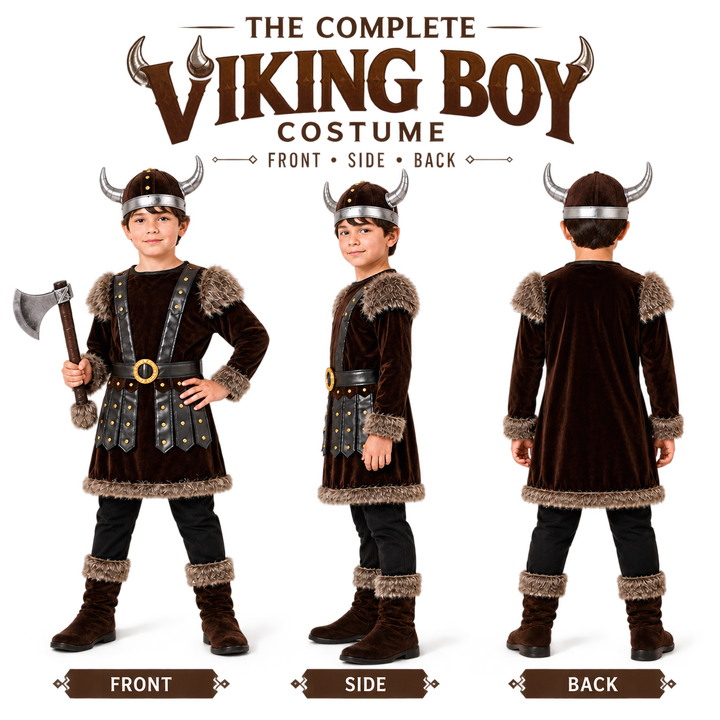 Boys Deluxe Viking Warrior Fancy Dress Costume