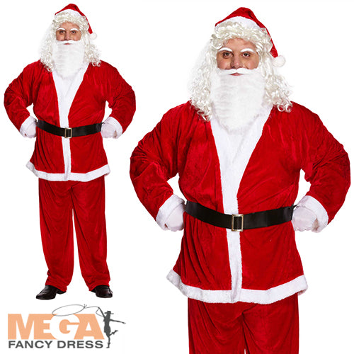 Mens Santa Claus Suit Festive Father Christmas Costume