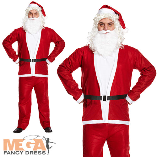 Mens Budget Santa Suit Festive Fancy Dress Costume