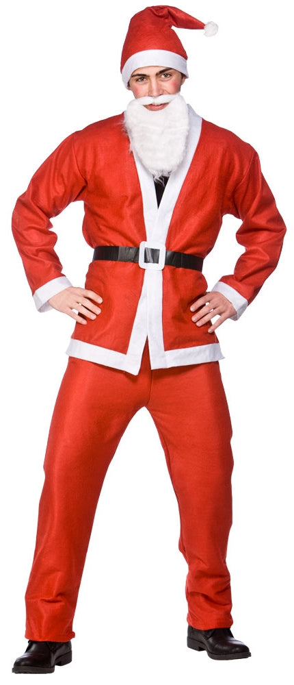 Men's Budget Santa Claus + Hat + Beard Fancy Dress Christmas Costume