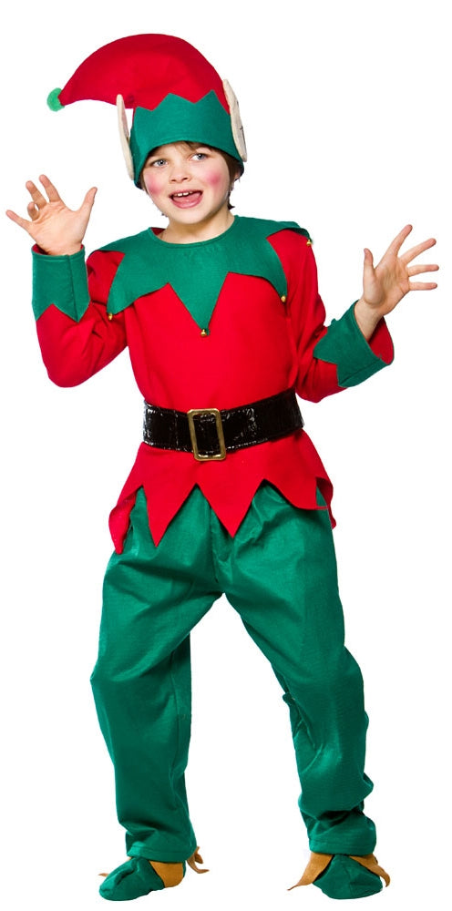 Boys Girls Deluxe Elf Suit Christmas Santas Helper Costume
