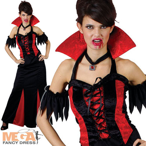 Ladies Vampire Halloween Fancy Dress Costume