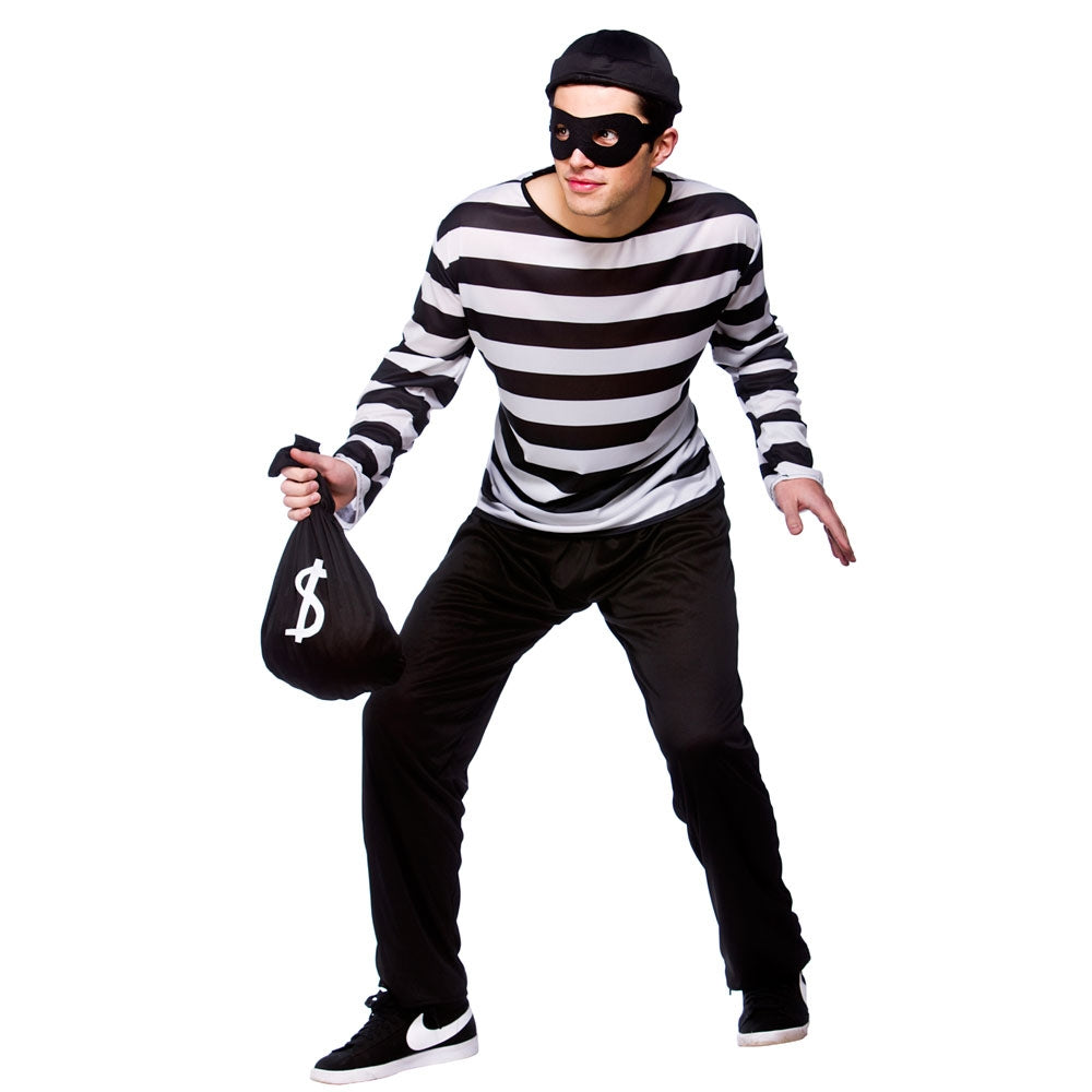 Men's Burglar Cops & Robbers Fancy Dress Costume
