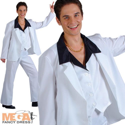 Men's 70s Disco Fever 1970s John Travolta Suit Costume