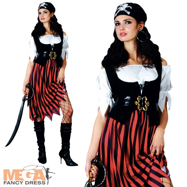 Ladies Buccaneer Caribbean High Seas Pirate Fancy Dress Costume