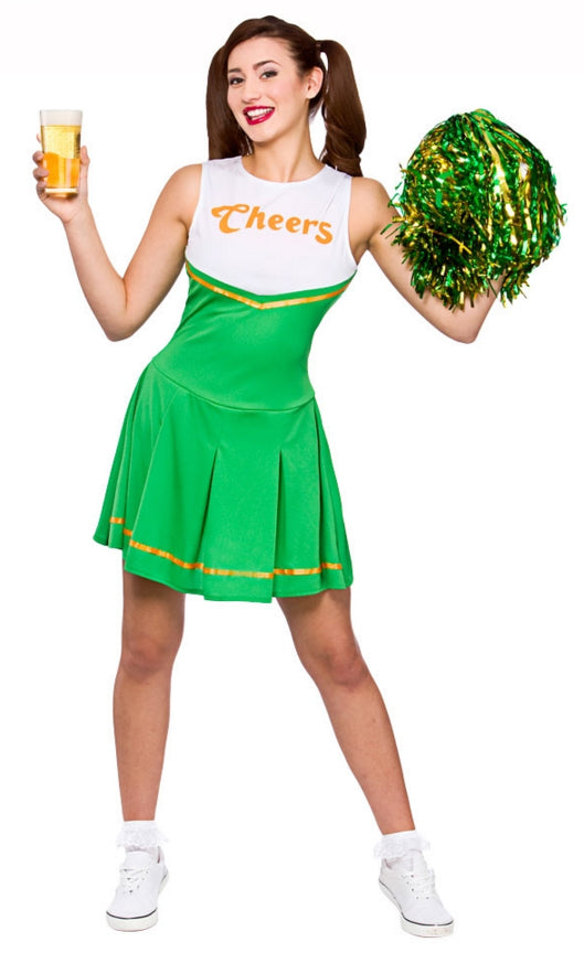 Ladies Green Cheers Cheerleader St Patricks Day Costume