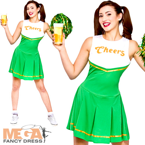 Ladies Green Cheers Cheerleader St Patricks Day Costume