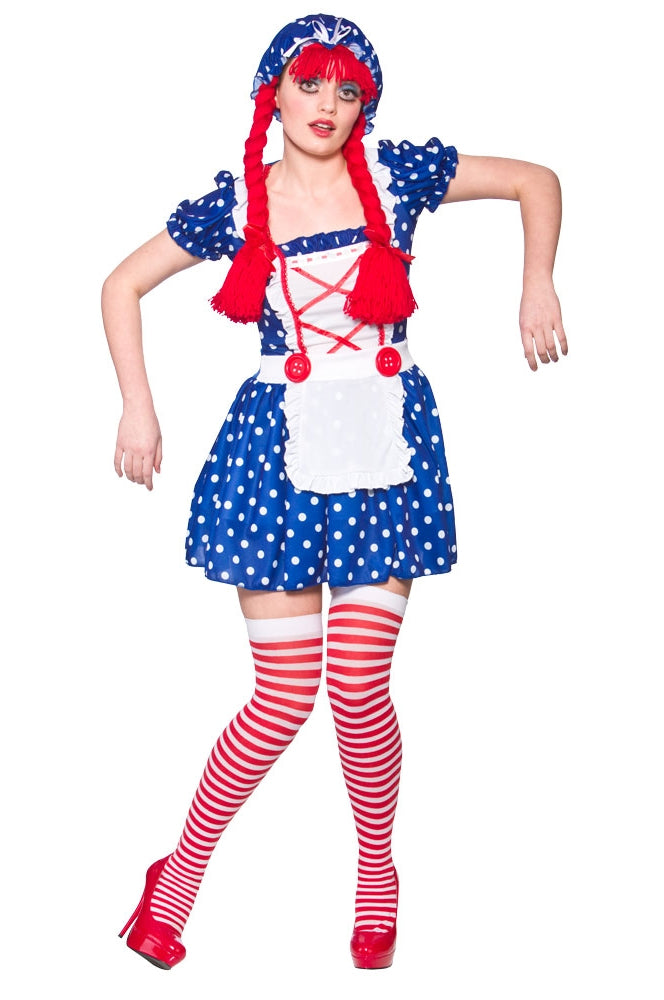 Ladies Dolly Cute Rag Doll Fancy Dress Book Character Costume