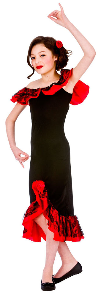 Girls Spanish Senorita Flamenco Dancer Costume