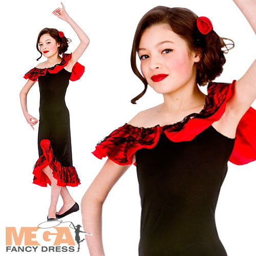 Girls Spanish Senorita Flamenco Dancer Costume