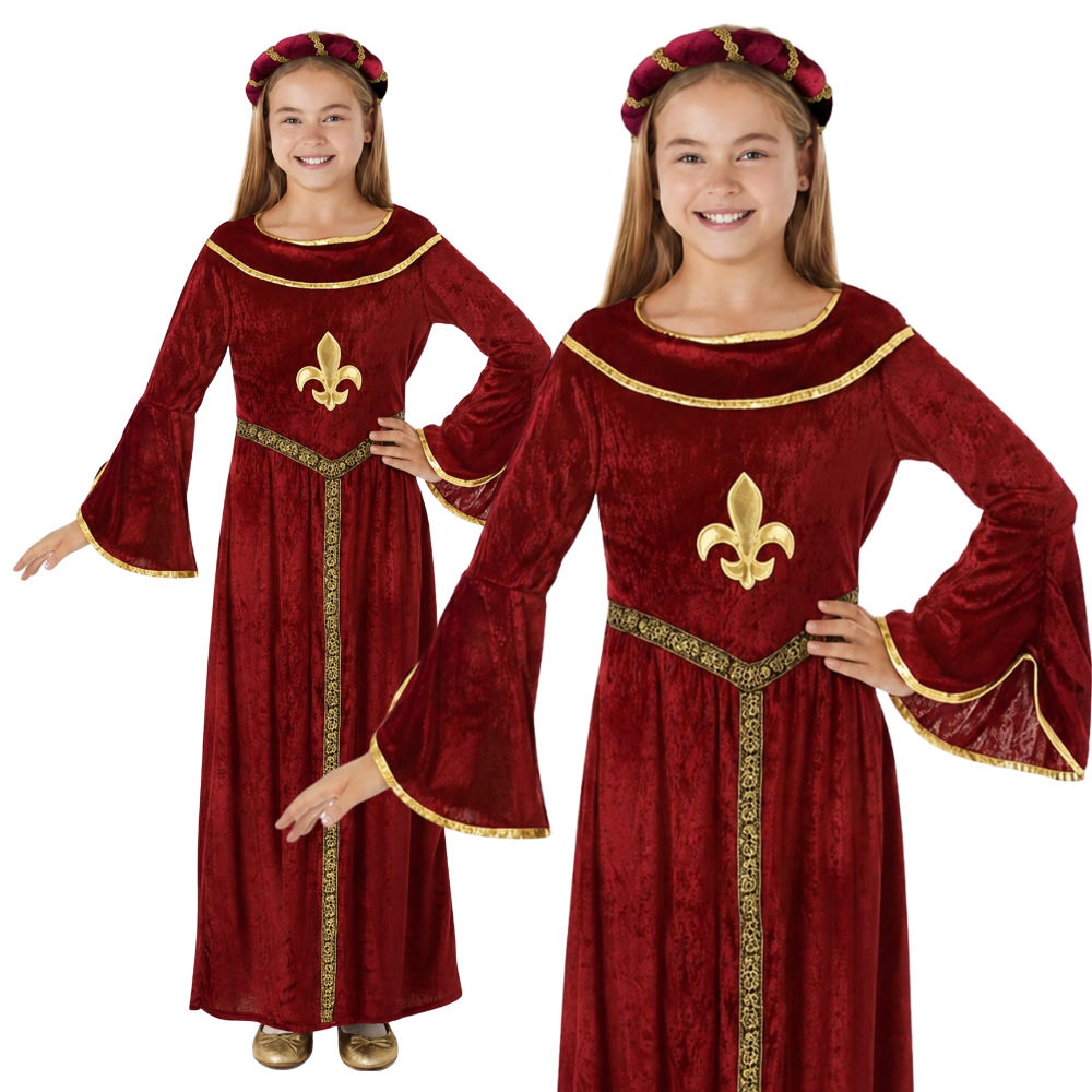 Red Tudor Girl Kids Historical Book Day Fancy Dress Costume
