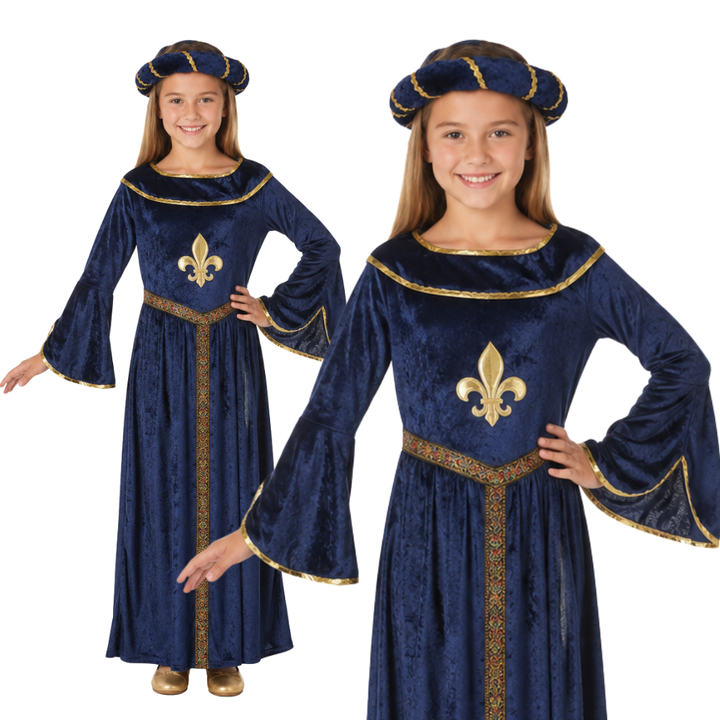 Blue Tudor Girl Kids Historical Book Day Fancy Dress Costume