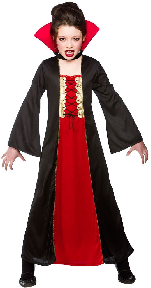 Girls Gothic Vampiress Deadly Vampire Halloween Costume Outfit