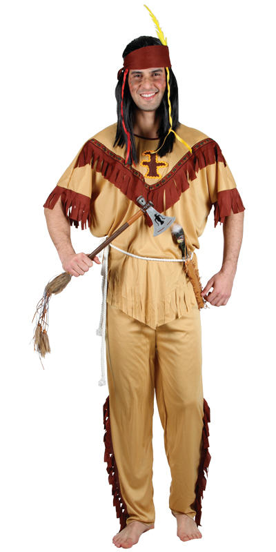 Mens Native American Indian Wild Western Book Day Costume