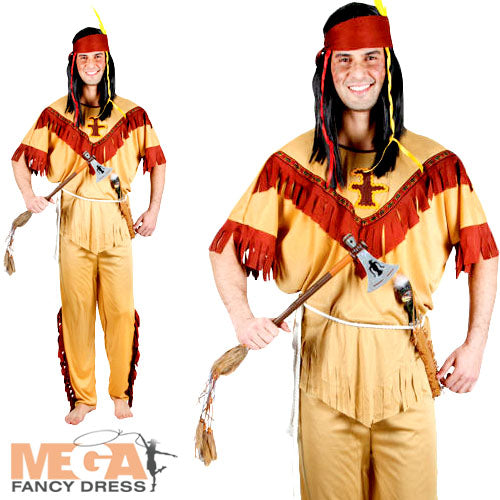Mens Native American Indian Wild Western Book Day Costume
