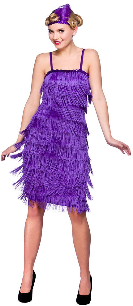 Ladies Purple Fringe Flapper 1920s 30s Charleston Costume