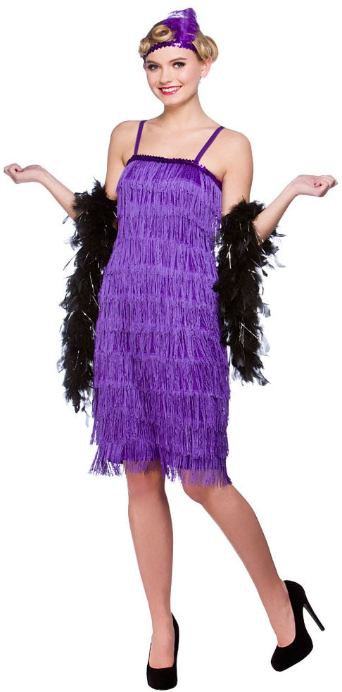 Ladies Purple Fringe Flapper 1920s 30s Charleston Costume