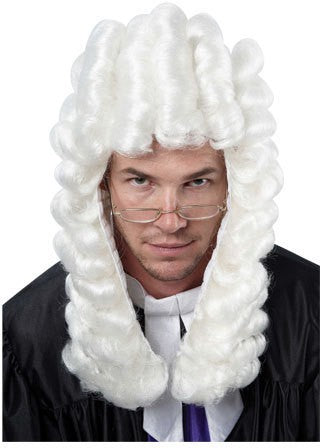 Judge White Wig Barristers Lawyer Court Fancy Dress Costume Accessory Unisex