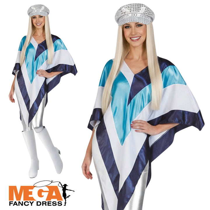 Ladies Disco Poncho 1970s Fancy Dress Costume