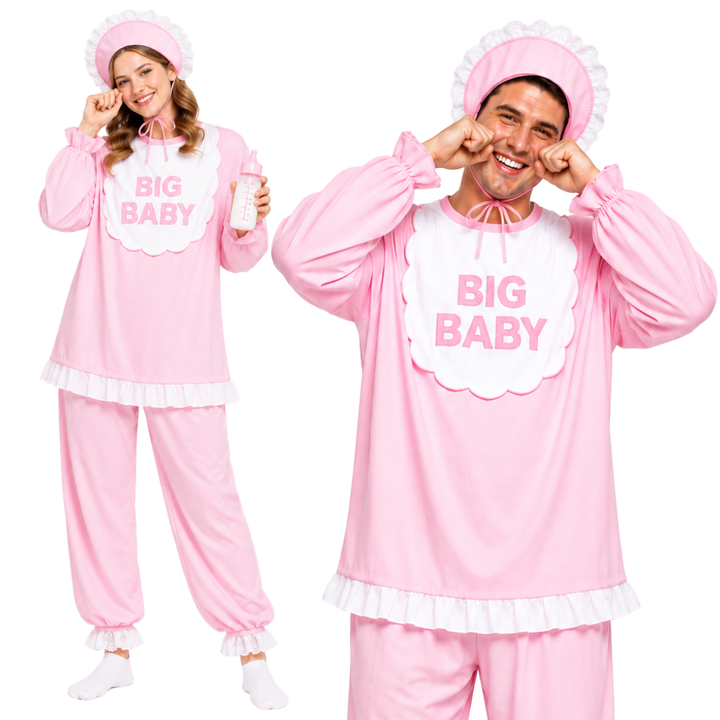 Pink Adult Baby Costume Novelty Fancy Dress Halloween Outfit