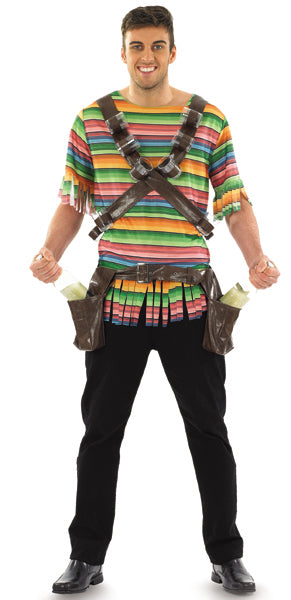 Mens Mad Mexican with Glasses Western Cowboys & Indians Fancy Dress Costume