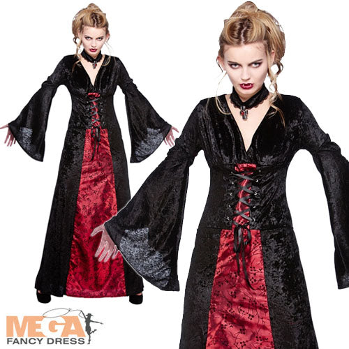 Ladies Midnight Vampiress Halloween Vampire Horror Costume