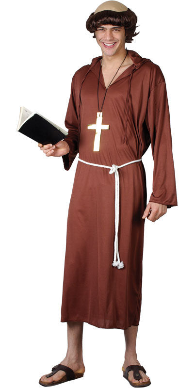 Men's Monk of the Abbey Robe Fancy Dress Medieval Priest Friar Tuck Costume
