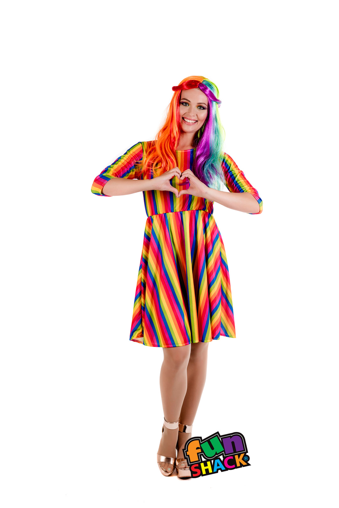 Ladies 70s Rainbow Disco 1970s Groovy Retro Costume