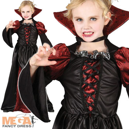 Girls Scary Vampiress Halloween Vampire Costume Outfit