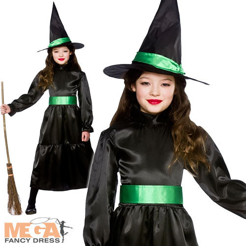 Girls Black Wicked Witch Halloween Costume