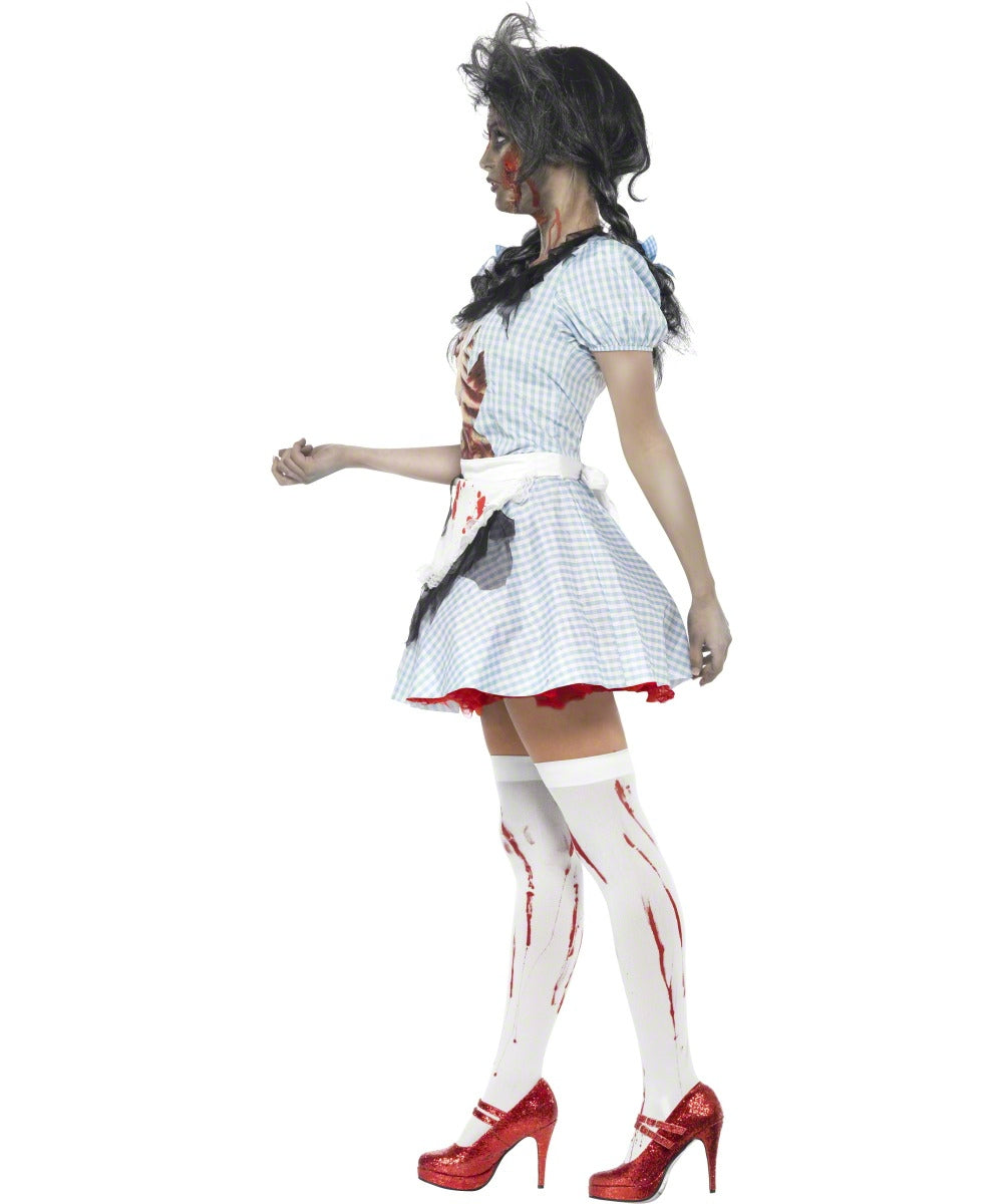 Ladies' Zombie Dorothy Costume + Blood Stained Stockings