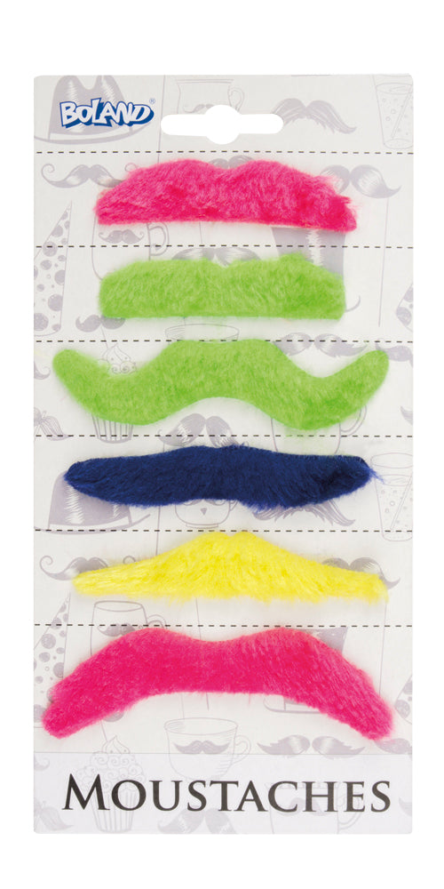 Men's Bright 6 Moustaches Set Rainbow Pride Accessory