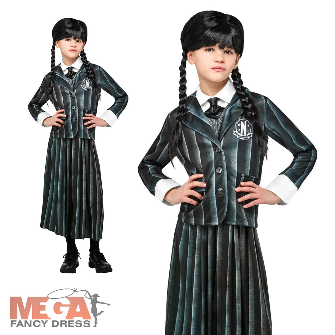 Girls Licensed Wednesday Addams Halloween Costume