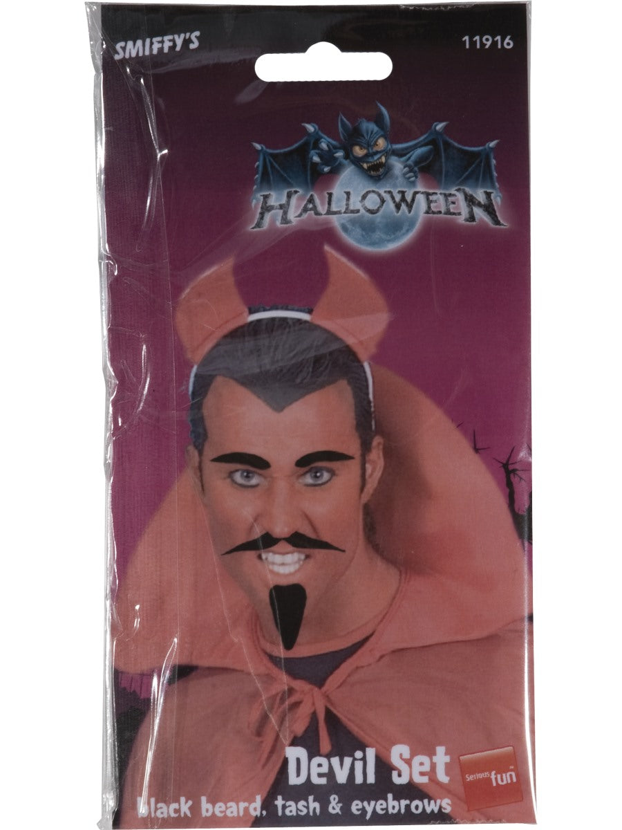 Evil Devil Facial Hair Set Halloween Adults Kit