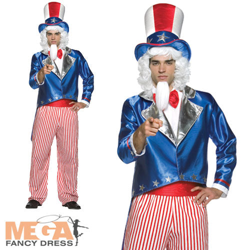 Mens Uncle Sam Costume Patriotic Fancy Dress