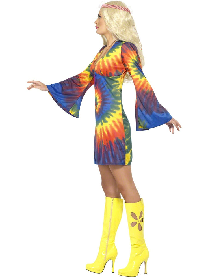 Ladies Tie Dye 1960s Hippy Psychedelic Fancy Dress Costume