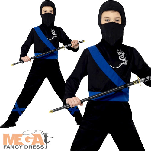 Boys Ninja Assassin Fancy Dress Japanese Book Day Costume