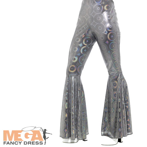 Silver Flared Trousers, Ladies 70s Fashion