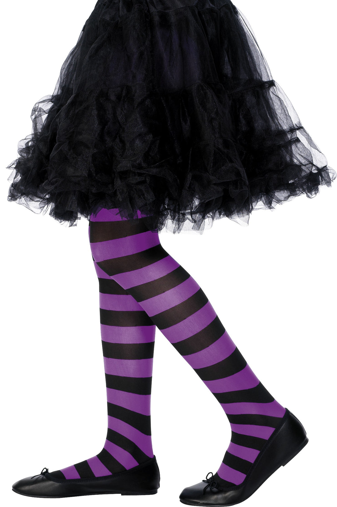 Girls Purple and Black Striped Tights