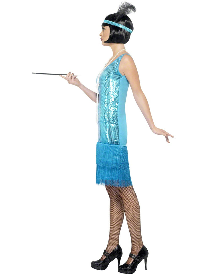 Teal Flirty Flapper Costume 20s Fancy Dress