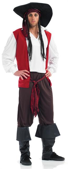 Mens Caribbean Pirate with Hat Costume