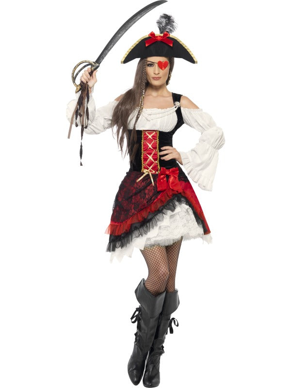 Ladies Deluxe Glamorous Pirate Caribbean Buccaneer Costume