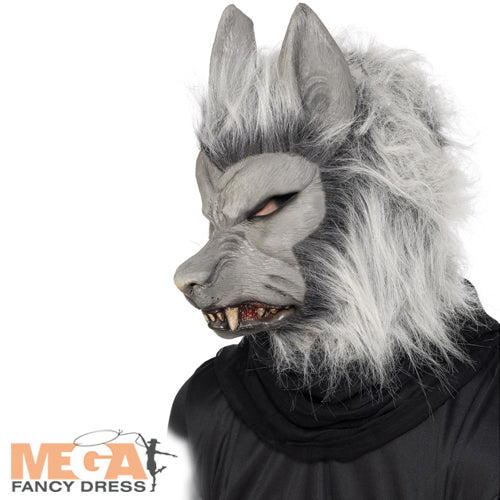 Halloween White/Grey Hairy Werewolf Full Face Mask Fancy Dress Costume Accessory