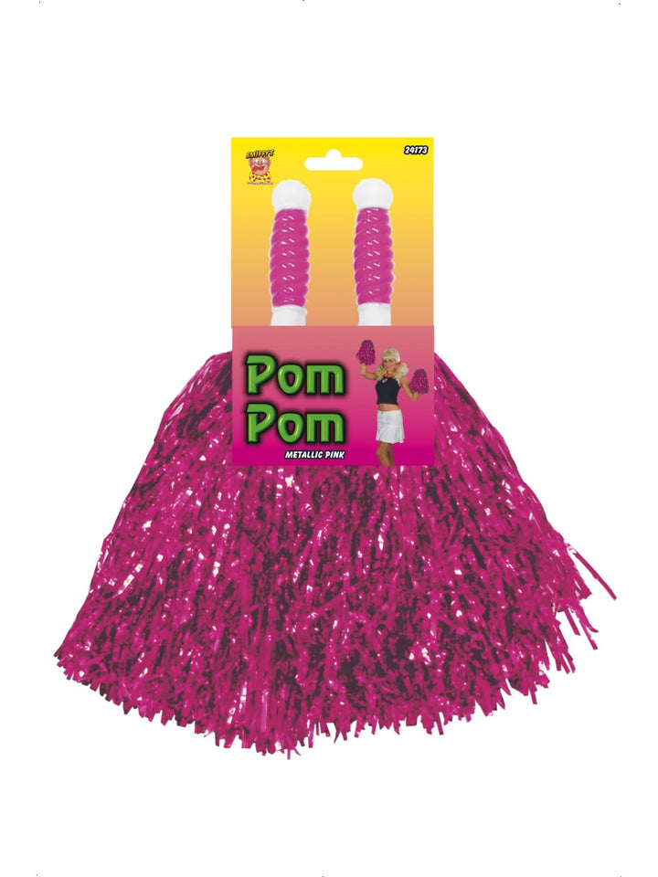Pom Poms Metallic Pink Cheerleader Accessory