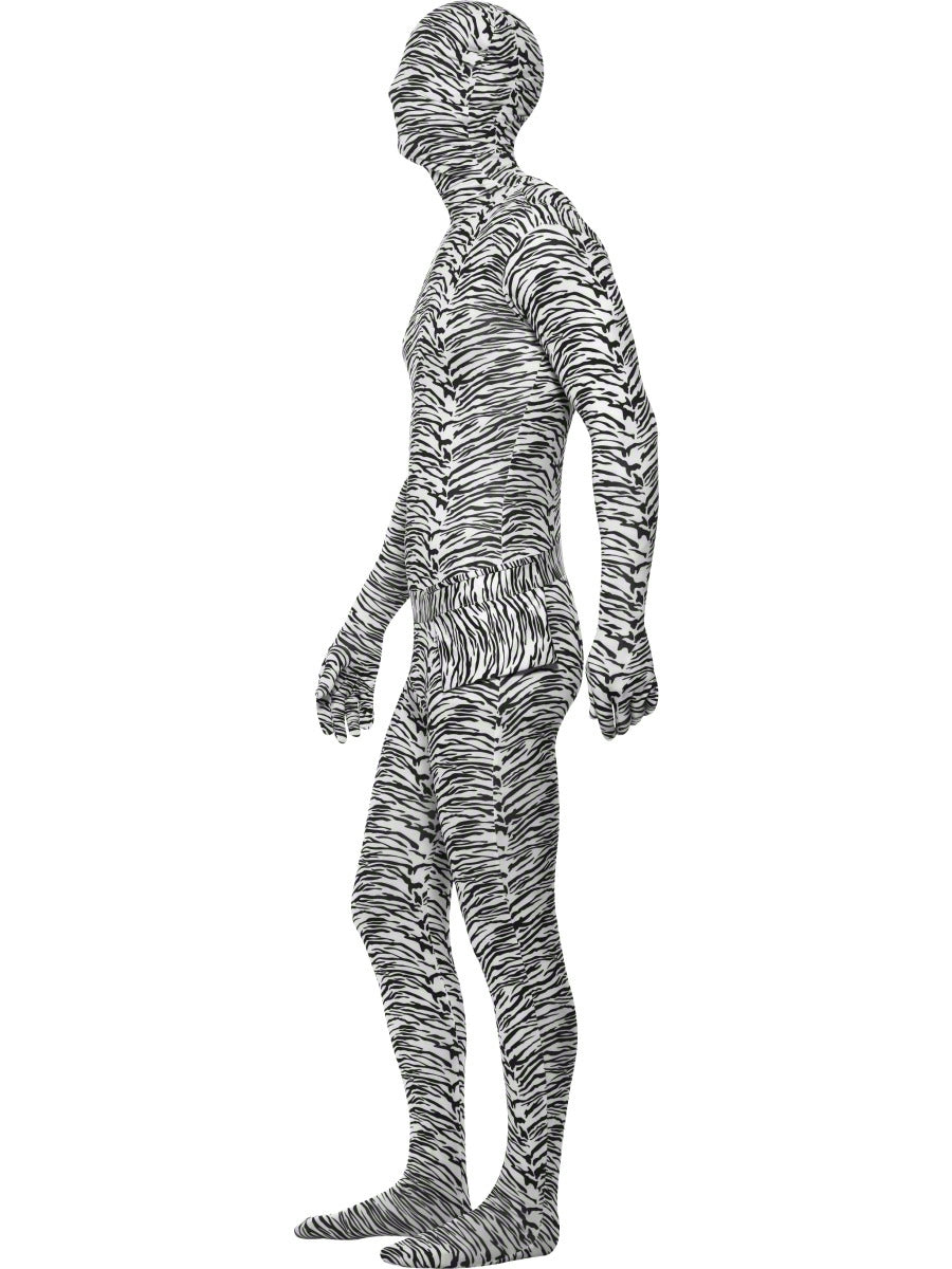 Men's Zebra 2nd Skin Fancy Dress Zoo Animal Lycra Bodysuit Costume