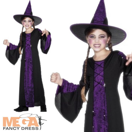Girls Witch Book Character Halloween Costume + Hat