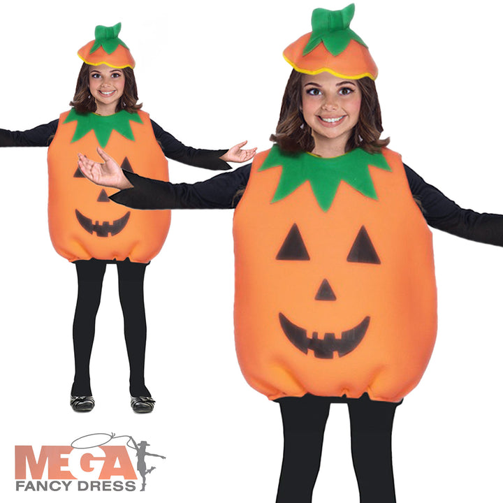 Kids Boys Girls Pumpkin Halloween Fancy Dress Costume Outfit with Hat