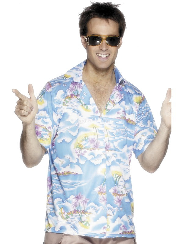 Men's Blue Hawaiian Tropical Shirt Costume